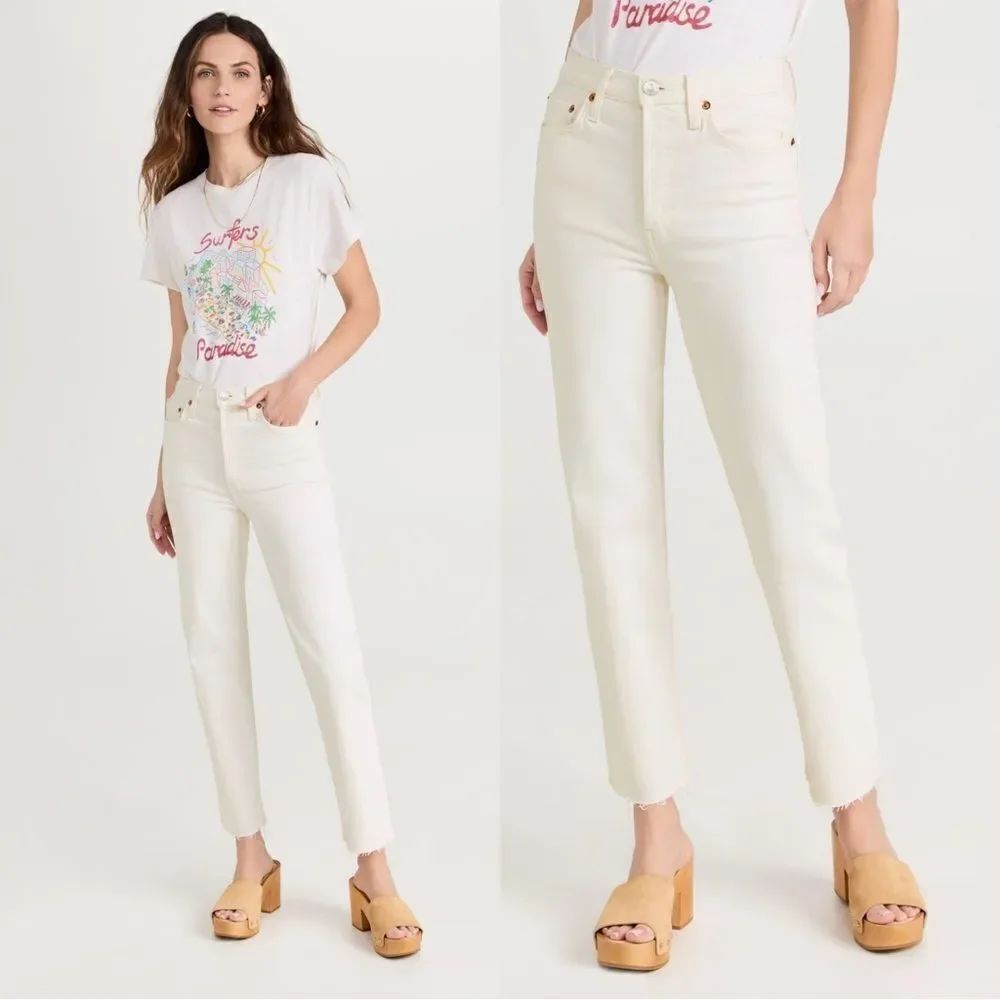 NWT RE/DONE 70s Stove Pipe Straight Leg jeans in Vintage White